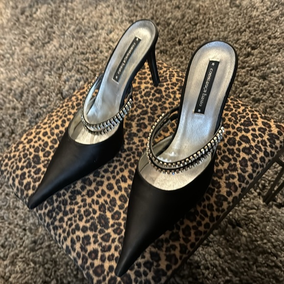 Constanca Basto Blk Satin Mules Size 39, Lightly worn, protective bag, orig box. - Picture 3 of 7